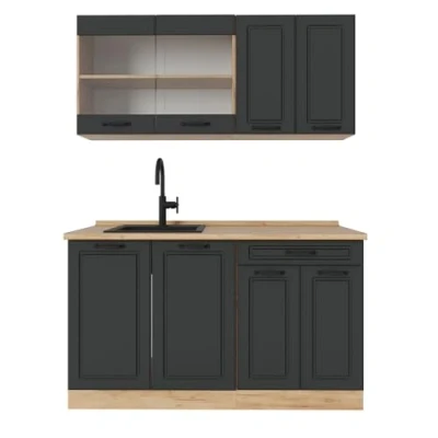 Afbeelding van Vicco Eenpersoonskeuken R Line, Antraciet landhuis/gouden eik, 140 cm , WB Eik