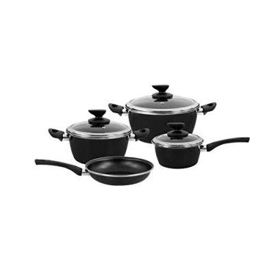 Image de Batterie de Cuisine Induction 7 pièces Casseroles Poêle Couvercles sans PFOA Magefesa Fit Noir