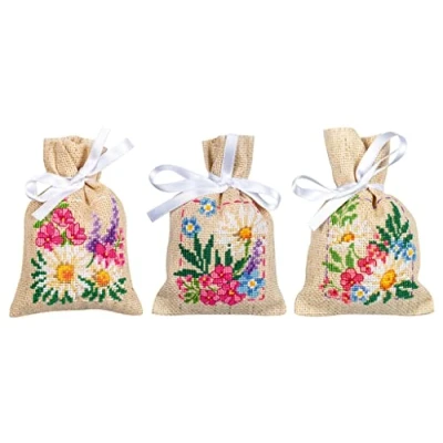 Afbeelding van Vervaco Kruidenzakje Lentebloemen set van 3 borduren (pakket) PN 0196584