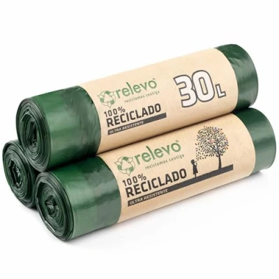 Afbeelding van Relevo Vuilniszakken, 100% gerecycled, zeer robuust, 30 l, 45 stuks