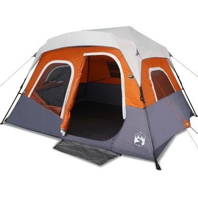 Afbeelding van Kampeertent met LED 344x282x212 cm grijs en oranje