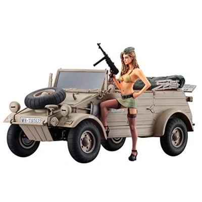 Afbeelding van 1:24 Hasegawa 52273 Kübelwagen 82 with Blond Lady Figure Plastic Modelbouwpakket