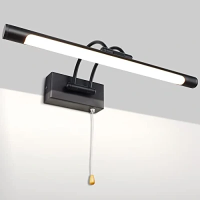 Afbeelding van MantoLite 40 cm wandlamp voor badkamer, tafellamp, verlichting, draadloos, badkamerspiegel, kaptafel, wastafel, 8 W, 3000 K, zwart