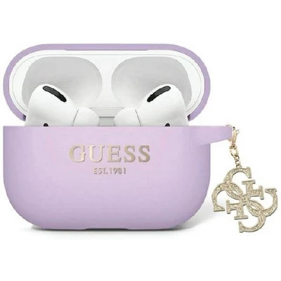 Afbeelding van Guess Glitter Charm Silicone Case Geschikt voor Apple Airpods Pro 2 (2e gen) Paars