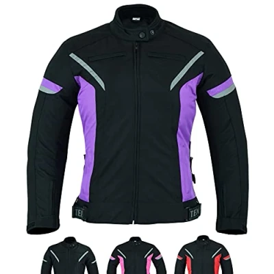 Afbeelding van Motorjas voor dames, goedgekeurd jas van Cordura textiel, waterdicht dames met motoruitrusting CE (EN 1621 1) Texpeed paars XXL