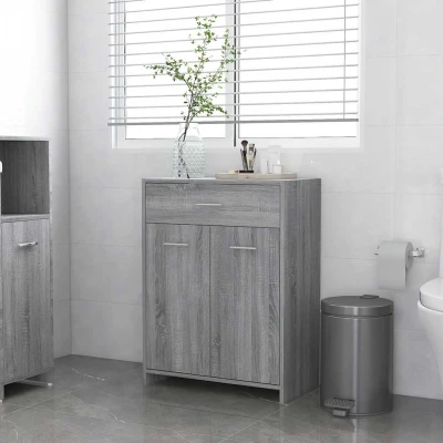 Afbeelding van vidaXL Badkamerkast 60x33x80 cm bewerkt hout grijs sonoma eikenkleurig
