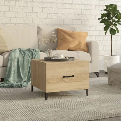 Afbeelding van Salontafel met metalen poten 50x50x40 cm sonoma eikenkleurig