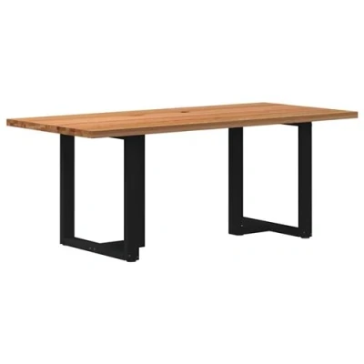 Image de vidaXL Table à manger marron clair bois de chêne massif rectangulaire3304230