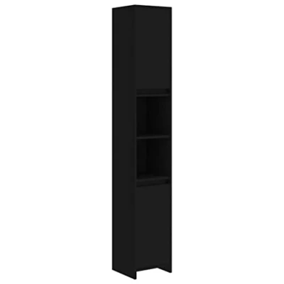 Afbeelding van vidaXL Badkamerkast, zwart, 30 x 183,5 cm, bewerkt hout