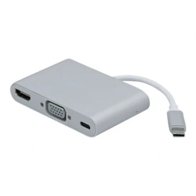 Afbeelding van exertis Connect Videoadapter 24 pin USB C male naar 15 D Sub (DB 15), HDMI, female grijs 4K(3840 x 2160) ondersteuning