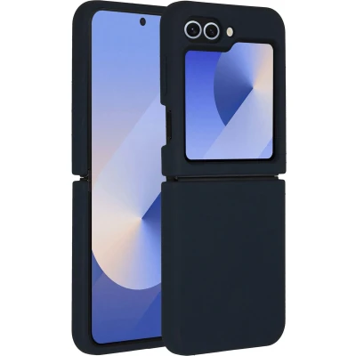 Afbeelding van Accezz Hoesje Geschikt voor Samsung Galaxy Z Flip 6 Siliconen Liquid Silicone Backcover Donkerblauw
