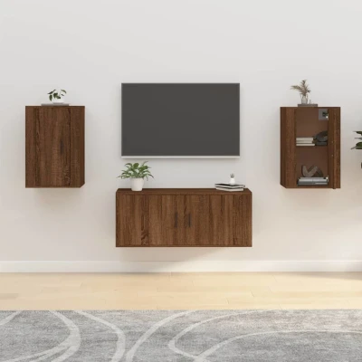 Afbeelding van Tv wandmeubels 2 st 40x34,5x60 cm bruin eikenkleur