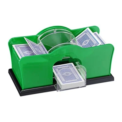 Afbeelding van Relaxdays Kaartenschudmachine handmatig voor 2 decks kaartenschudder groen