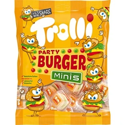 Afbeelding van Trolli Party Burger Minis van schuimsuiker en fruitrubber, 170 g