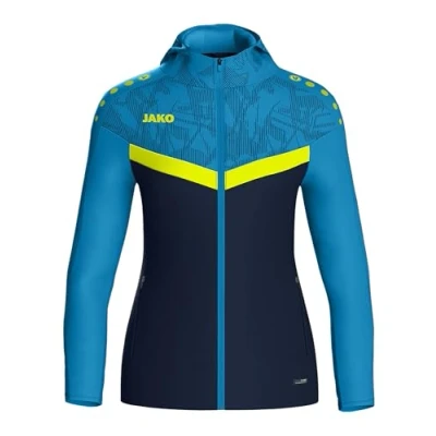 Afbeelding van Jako Iconic Jas Met Kap Dames Marine / Blauw Fluogeel Maat: 38