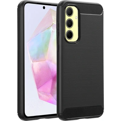 Afbeelding van imoshion Hoesje Geschikt voor Samsung Galaxy A35 Siliconen Brushed Backcover Zwart