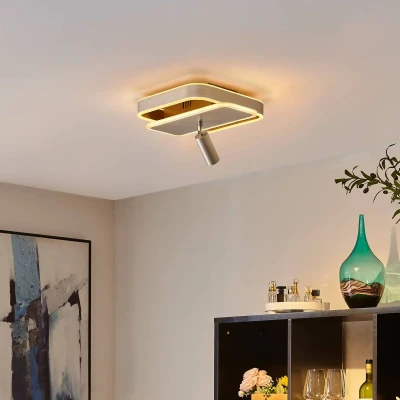 Afbeelding van Lucande plafondlamp design met dimmer 1licht Aluminium, ijzer, acryl, siliconen H: 22.5 cm geborsteld nikkel Inclusief lichtbron