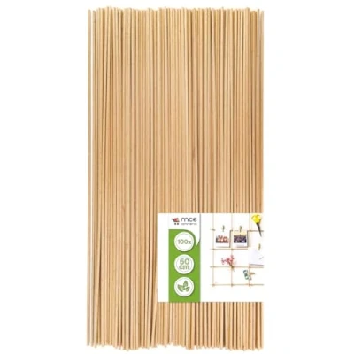 Afbeelding van Set van 100 stuks natuurlijke ronde beuken staven, met een doorsnede 4 mm en lengte 50 cm, voor doe het zelven, handwerk, modellen maken, x A5050100