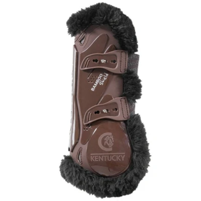 Afbeelding van Kentucky Peesbeschermers Bamboo Elastic Vegan Sheepskin Bruin/Zwart L
