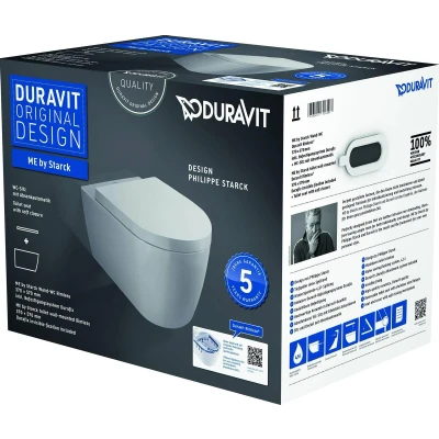 Afbeelding van Duravit ME by Starck wandclosetpack spoelrandloos 37x57cm Wondergliss met softclose closetzitting wit