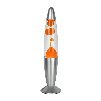 Afbeelding van GIFTMARKET, oranje lavalamp. Bedlampje met 2 lampen inbegrepen. Leuk cadeau voor tieners. Retrolamp van 34 x 8,5 cm.