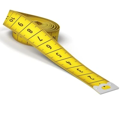 Afbeelding van Naaiband voor naaien, dubbel meetlint, zacht, 300 cm, met knop, meetlint lichaam en omtrek, naaisters, ambachtslieden huishoudens, geel