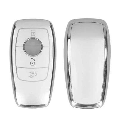Afbeelding van kwmobile autosleutel hoesje geschikt voor Mercedes Benz Smart Key (alleen Keyless) hoes TPU behuizing Beschermende auto sleutel case Sleuteletui in mat zilver