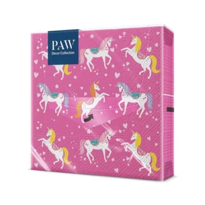 Afbeelding van PAW Papieren servetten, 3 laags (33 x 33 cm), 20 stuks, perfect voor feesten, verjaardagen, vieringen, ideale tafeldecoratie verjaardagsfeest motief eenhoorn