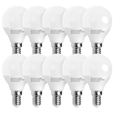 Afbeelding van Aigostar Ledlamp E14 G45, 7 W verbruikt komt overeen met 49 W, warm licht 3000 K, 620 lumen, hoek van 180 graden, CRI ≥ 80, verpakking 10 stuks doos