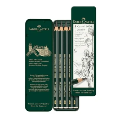 Afbeelding van Faber Castell grafietpotlood serie 9000 Jumbo bliketui a 5 stuks FC 119305