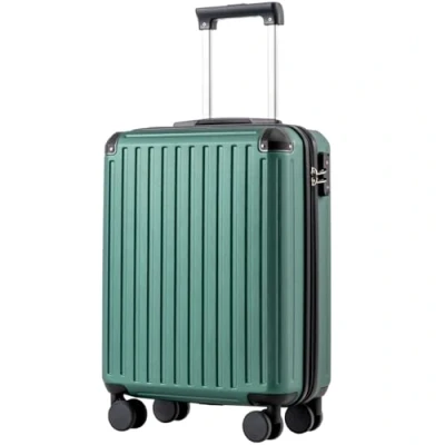Afbeelding van COOLIFE cabinekoffer 55 x 35 20 cm voor Ryanair vliegtuig, handbagage, cabinebagage, Harde koffer met TSA slot en 4 dubbele wielen, Donkergroen, Reiskoffer
