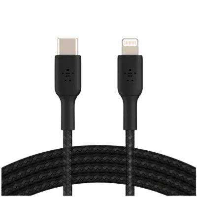 Afbeelding van Belkin Boost Charge Lightning USB C Gevlochten Kabel 2 Meter Zwart