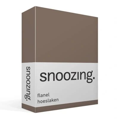 Afbeelding van Snoozing Flanel Hoeslaken Lits jumeaux 180x220 cm Bruin