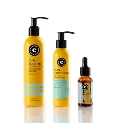 Afbeelding van COCUNAT Lichtgevende krullen Moisturizer Leave In + Curl Booster Serum met Arganolie Curly Methode Hydrateert Ontwart Voedend Verwijdert kroezen 250ml 150ml 30ml