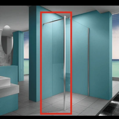 Afbeelding van Xellanz Eco zijpaneel 30 x 200 cm met hoekprofiel voor inloopdouche chroom 8 mm NANO helder glas