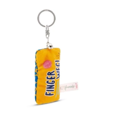 Afbeelding van NICI sleutelhanger mini pluche kussen 8 cm met belletje kleurrijke trouwe metgezel voor rugzak of tas groot en klein 62102
