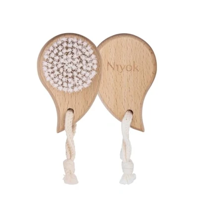 Afbeelding van Niyok® Houten gezichtsborstel reinigings en peelingsborstel voor het gezicht gezichtsmassageborstel met natuurlijke borstelharen droogborstel peelingborstel zonder