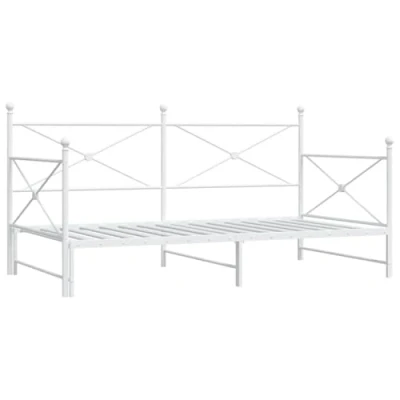 Afbeelding van vidaXL Slaapbank met onderschuifbed zonder matras 100x190 cm staal wit