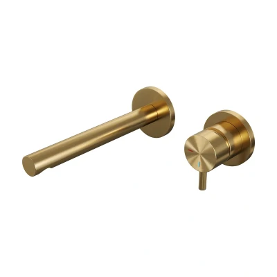 Afbeelding van Brauer Gold Edition Wastafelmengkraan inbouw rechte uitloop links hendel kort smal model B 1 PVD geborsteld goud