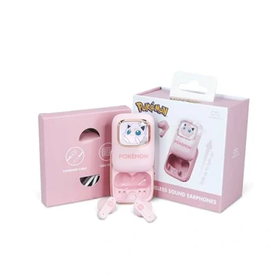 Afbeelding van Pokémon JigglyPuff TWS earpods slide open oplaadcase met LED verlichting touch control extra eartips