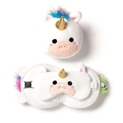 Afbeelding van Puckator Resteazzz nekkussen met Slaapmasker Unicorn Eenhoorn rond Neksteun voor Reis Vliegtuig/Auto/Bus