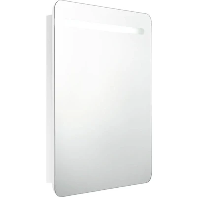 Afbeelding van vidaXL Badkamerkast met spiegel en LED 60x11x80 cm glanzend wit