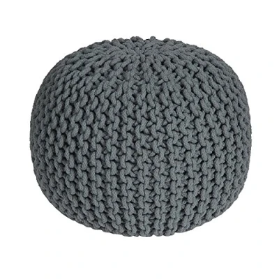 Afbeelding van Homescapes Rond gebreide poef 100% katoen Grijs 35x40 cm