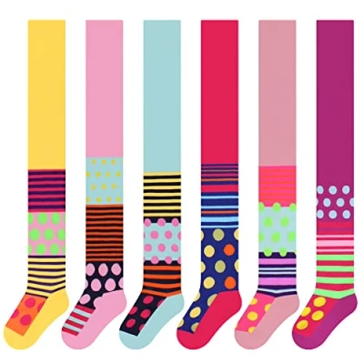 Afbeelding van L&amp;K II Set van 6 panty&#039;s voor kinderen, meisjes, gebreide panty&#039;s, eenhoorn, met verschillende kleuren, 2712, 2728