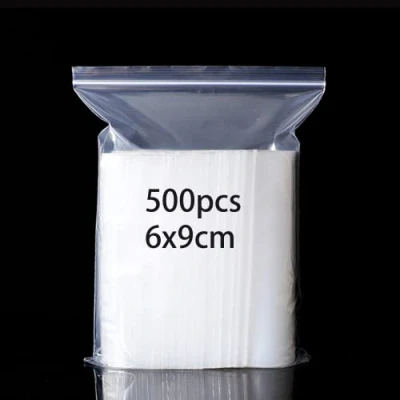 Afbeelding van 500 stuks transparante plastic zakken, afneembare kleine luchtdichte afsluitbare zakken met ritssluiting, verdikking en duurzaam, 6 x 9 cm