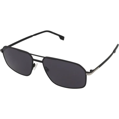 Afbeelding van BOSS Zonnebril Matte black/silvercoloured, Heren, Maat: 58, black/silver coloured