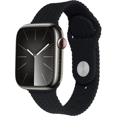 Afbeelding van imoshion Siliconen geweven bandje geschikt voor Apple Watch Series 1 t/m 9 / SE (38 40 41 mm) 10 (42 Zwart