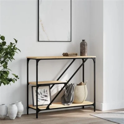 Afbeelding van vidaXL Wandtafel 88,5x30x75 cm bewerkt hout sonoma eikenkleurig