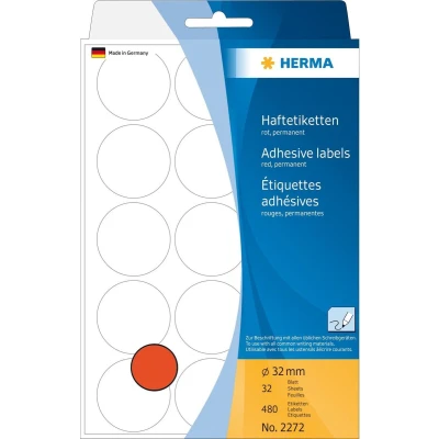 Afbeelding van Etiket HERMA 2272 rond 32mm rood 480stuks