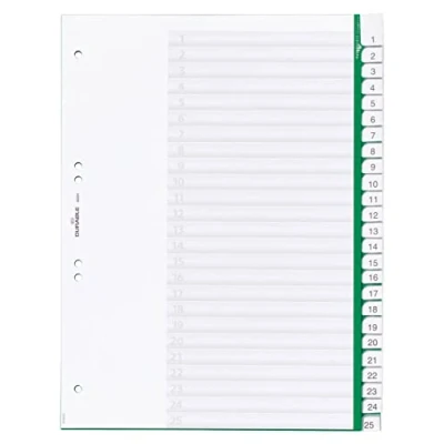 Afbeelding van Durable 622405 Index van kunststof met blanco ruiter, 25 stuks, A4 staand formaat, groen
